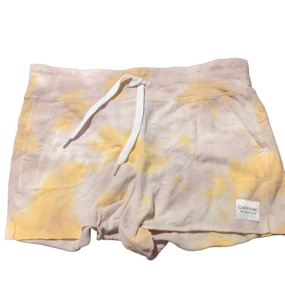 Calvin Klein Women's Tie-Dyed French Terry Shorts Ken Daffod XL